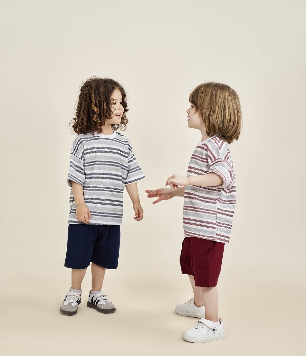 تیشرت جودون راه راه و شلوارک دورس - Image 3